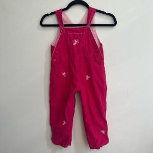 Jeanine Johnsen Girl's Monkey Print Bib Overalls In Pink Size 4